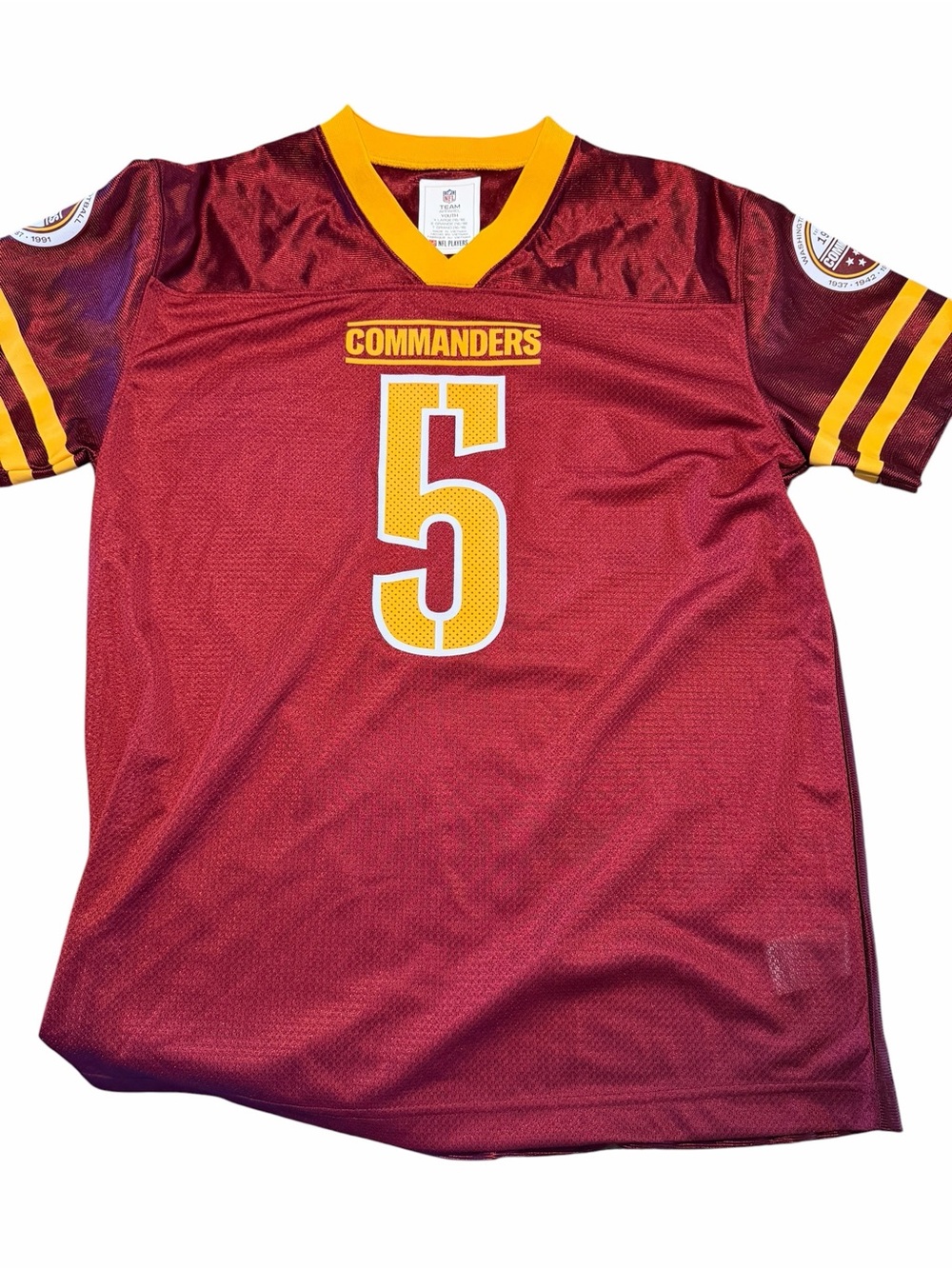NFL Commanders Kids Football Jersey in Maroon & Gold